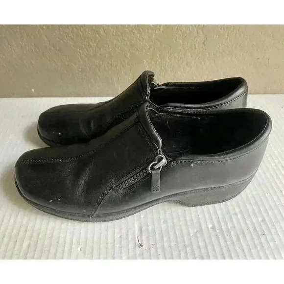 Clarks Leather Black Side Zip Slip Comfort Loafers 73885 Women’s Size 6 M - Picture 6 of 10
